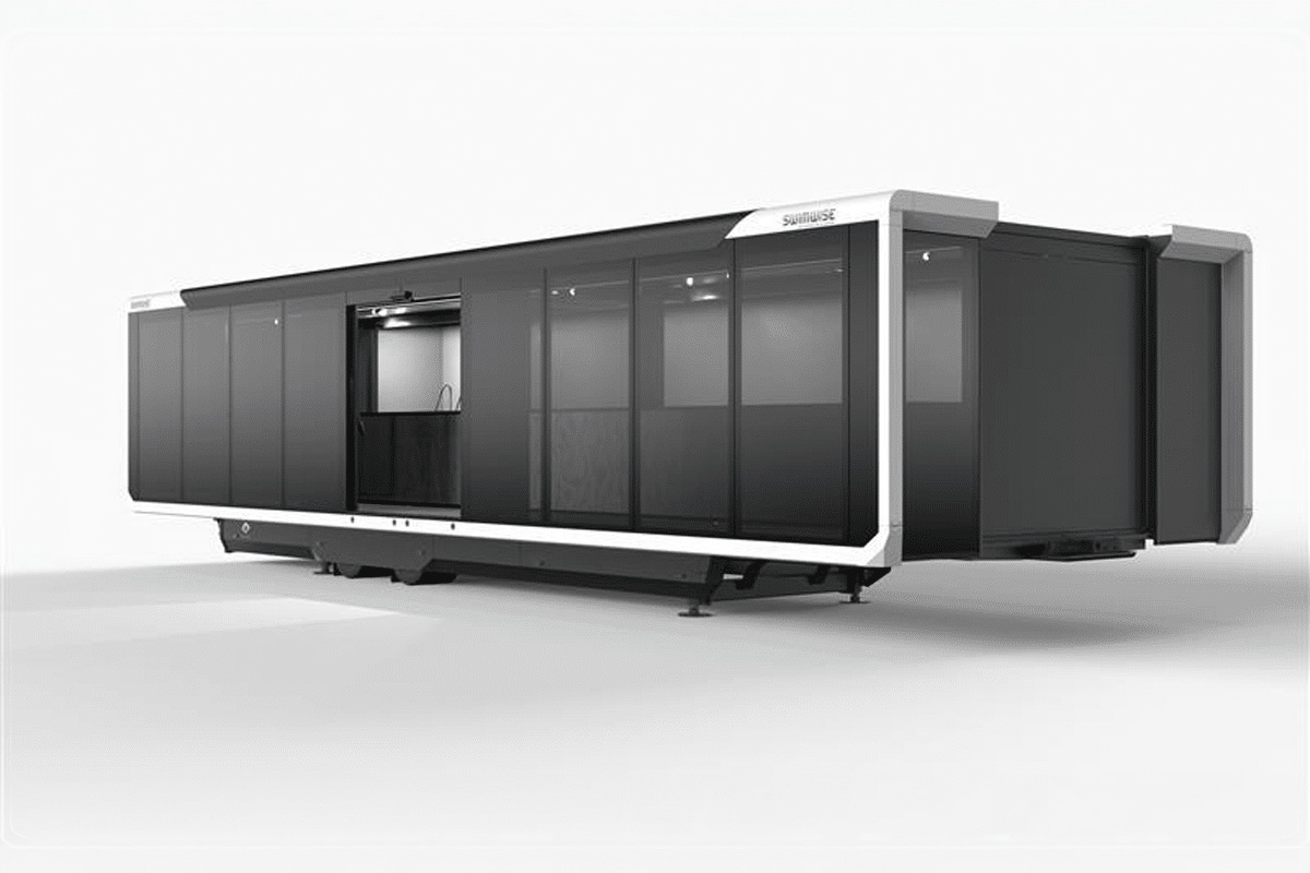 Ontwerp render voor het mobiele zwembad voor compacte groepen, de swimcube.